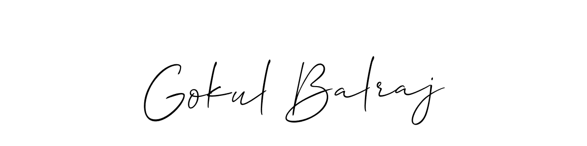 Allison_Script is a professional signature style that is perfect for those who want to add a touch of class to their signature. It is also a great choice for those who want to make their signature more unique. Get Gokul Balraj name to fancy signature for free. Gokul Balraj signature style 2 images and pictures png