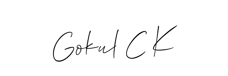How to make Gokul C K signature? Allison_Script is a professional autograph style. Create handwritten signature for Gokul C K name. Gokul C K signature style 2 images and pictures png