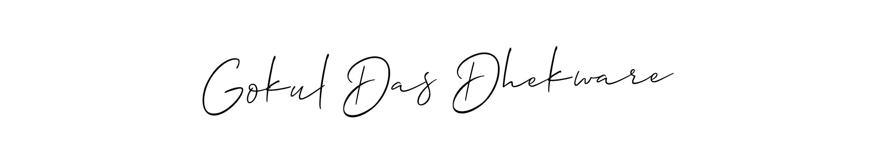 The best way (Allison_Script) to make a short signature is to pick only two or three words in your name. The name Gokul Das Dhekware include a total of six letters. For converting this name. Gokul Das Dhekware signature style 2 images and pictures png