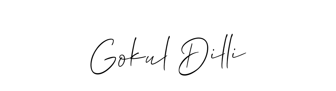 It looks lik you need a new signature style for name Gokul Dilli. Design unique handwritten (Allison_Script) signature with our free signature maker in just a few clicks. Gokul Dilli signature style 2 images and pictures png