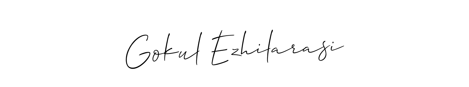 Use a signature maker to create a handwritten signature online. With this signature software, you can design (Allison_Script) your own signature for name Gokul Ezhilarasi. Gokul Ezhilarasi signature style 2 images and pictures png