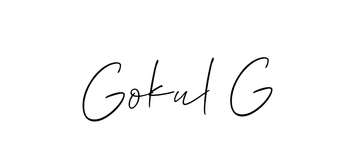 The best way (Allison_Script) to make a short signature is to pick only two or three words in your name. The name Gokul G include a total of six letters. For converting this name. Gokul G signature style 2 images and pictures png