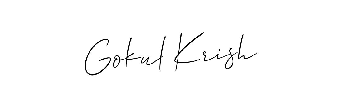 You should practise on your own different ways (Allison_Script) to write your name (Gokul Krish) in signature. don't let someone else do it for you. Gokul Krish signature style 2 images and pictures png