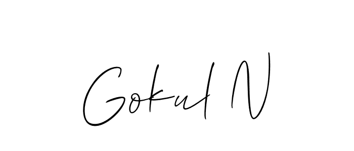 Design your own signature with our free online signature maker. With this signature software, you can create a handwritten (Allison_Script) signature for name Gokul N. Gokul N signature style 2 images and pictures png