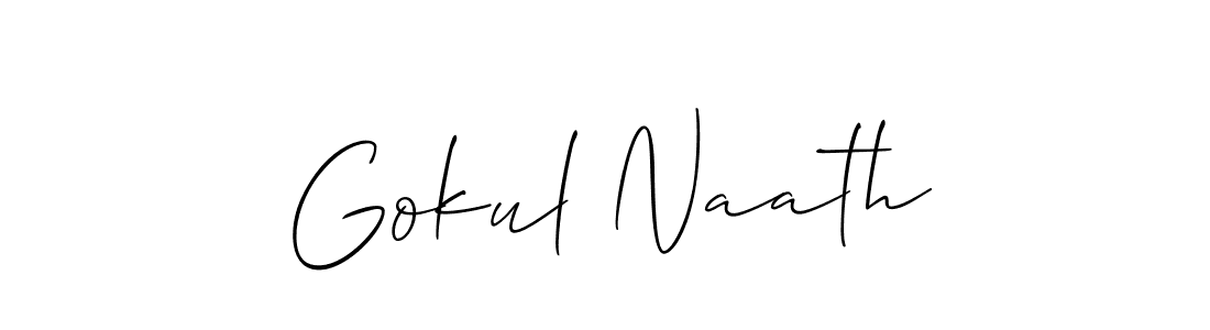 Create a beautiful signature design for name Gokul Naath. With this signature (Allison_Script) fonts, you can make a handwritten signature for free. Gokul Naath signature style 2 images and pictures png