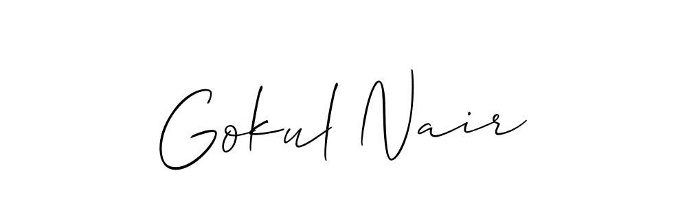 Also You can easily find your signature by using the search form. We will create Gokul Nair name handwritten signature images for you free of cost using Allison_Script sign style. Gokul Nair signature style 2 images and pictures png