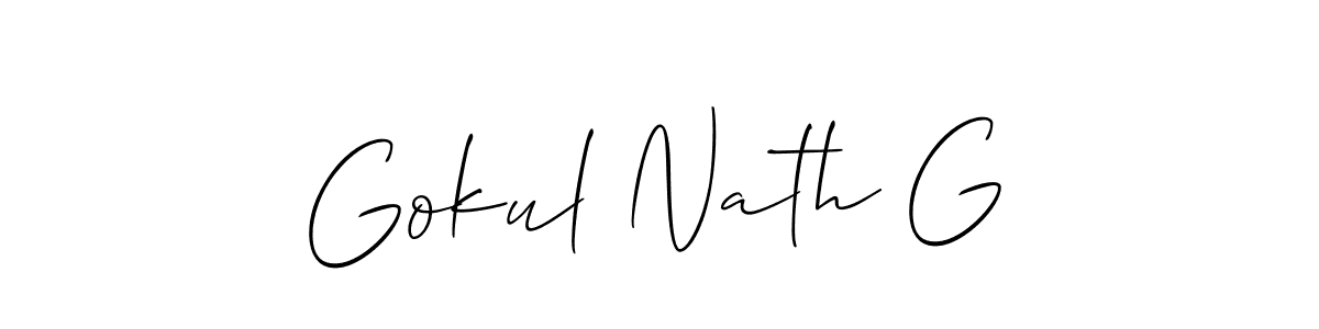 It looks lik you need a new signature style for name Gokul Nath G. Design unique handwritten (Allison_Script) signature with our free signature maker in just a few clicks. Gokul Nath G signature style 2 images and pictures png