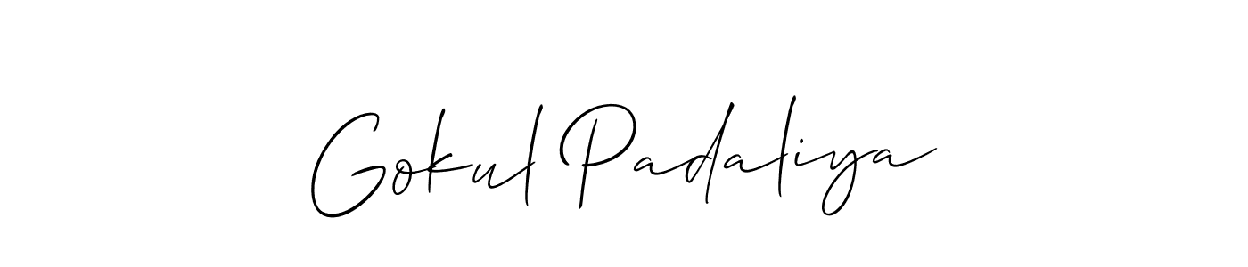 This is the best signature style for the Gokul Padaliya name. Also you like these signature font (Allison_Script). Mix name signature. Gokul Padaliya signature style 2 images and pictures png