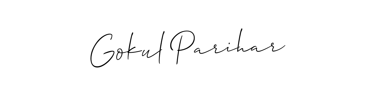 Also You can easily find your signature by using the search form. We will create Gokul Parihar name handwritten signature images for you free of cost using Allison_Script sign style. Gokul Parihar signature style 2 images and pictures png