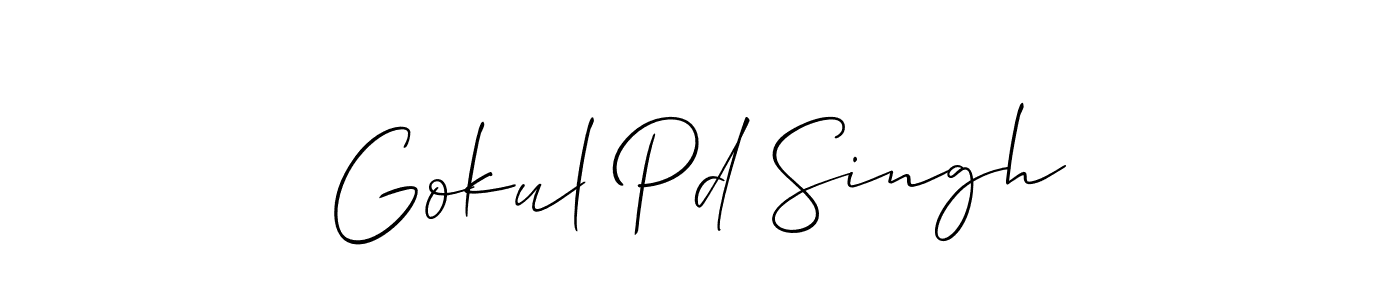 Allison_Script is a professional signature style that is perfect for those who want to add a touch of class to their signature. It is also a great choice for those who want to make their signature more unique. Get Gokul Pd Singh name to fancy signature for free. Gokul Pd Singh signature style 2 images and pictures png