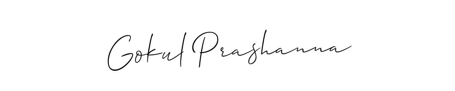Also You can easily find your signature by using the search form. We will create Gokul Prashanna name handwritten signature images for you free of cost using Allison_Script sign style. Gokul Prashanna signature style 2 images and pictures png