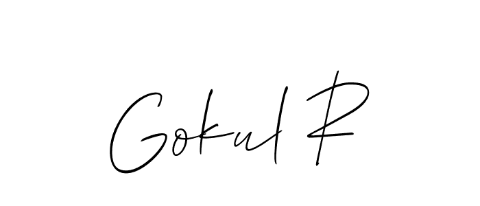 How to make Gokul R signature? Allison_Script is a professional autograph style. Create handwritten signature for Gokul R name. Gokul R signature style 2 images and pictures png