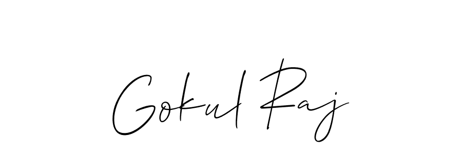 How to make Gokul Raj name signature. Use Allison_Script style for creating short signs online. This is the latest handwritten sign. Gokul Raj signature style 2 images and pictures png