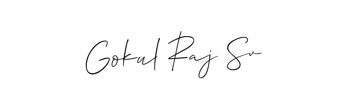 How to make Gokul Raj Sv signature? Allison_Script is a professional autograph style. Create handwritten signature for Gokul Raj Sv name. Gokul Raj Sv signature style 2 images and pictures png