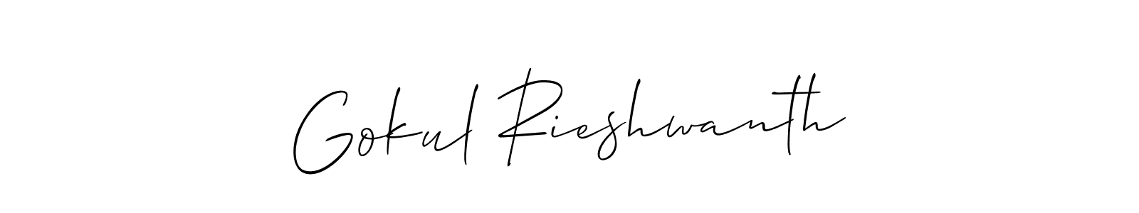 Create a beautiful signature design for name Gokul Rieshwanth. With this signature (Allison_Script) fonts, you can make a handwritten signature for free. Gokul Rieshwanth signature style 2 images and pictures png