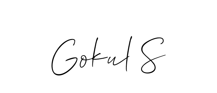 Also You can easily find your signature by using the search form. We will create Gokul S name handwritten signature images for you free of cost using Allison_Script sign style. Gokul S signature style 2 images and pictures png