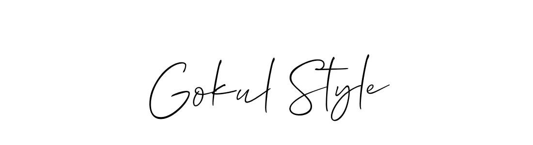 It looks lik you need a new signature style for name Gokul Style. Design unique handwritten (Allison_Script) signature with our free signature maker in just a few clicks. Gokul Style signature style 2 images and pictures png