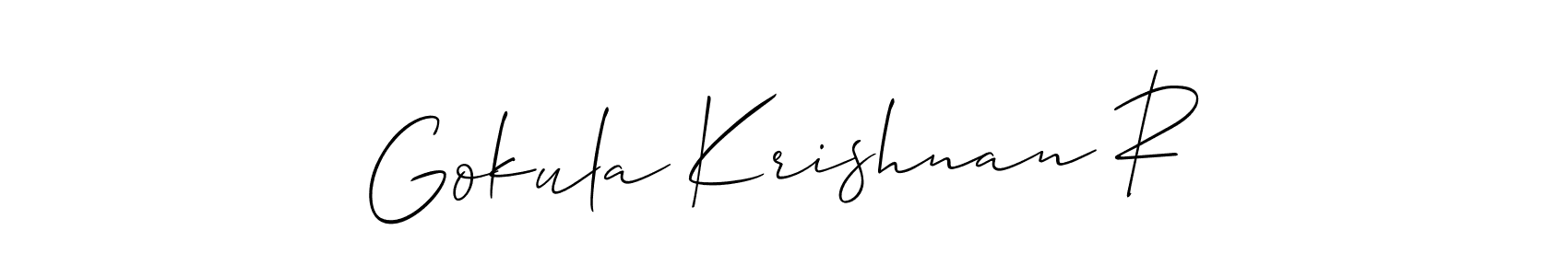 Design your own signature with our free online signature maker. With this signature software, you can create a handwritten (Allison_Script) signature for name Gokula Krishnan R. Gokula Krishnan R signature style 2 images and pictures png