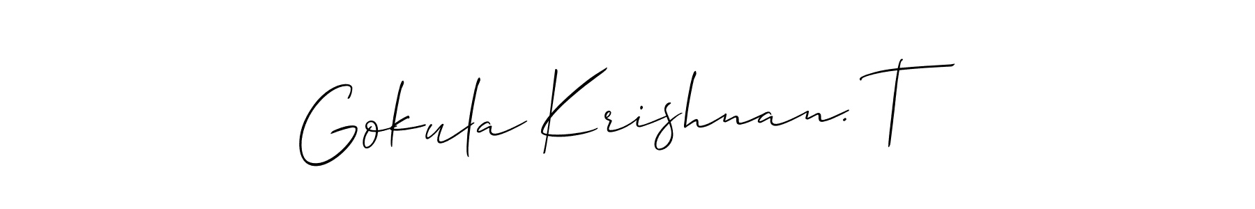 It looks lik you need a new signature style for name Gokula Krishnan. T. Design unique handwritten (Allison_Script) signature with our free signature maker in just a few clicks. Gokula Krishnan. T signature style 2 images and pictures png