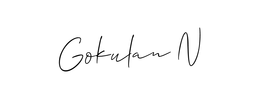 Similarly Allison_Script is the best handwritten signature design. Signature creator online .You can use it as an online autograph creator for name Gokulan N. Gokulan N signature style 2 images and pictures png
