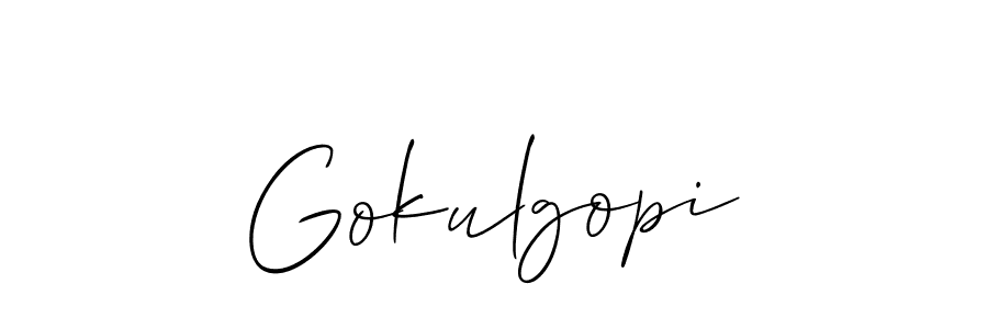 It looks lik you need a new signature style for name Gokulgopi. Design unique handwritten (Allison_Script) signature with our free signature maker in just a few clicks. Gokulgopi signature style 2 images and pictures png