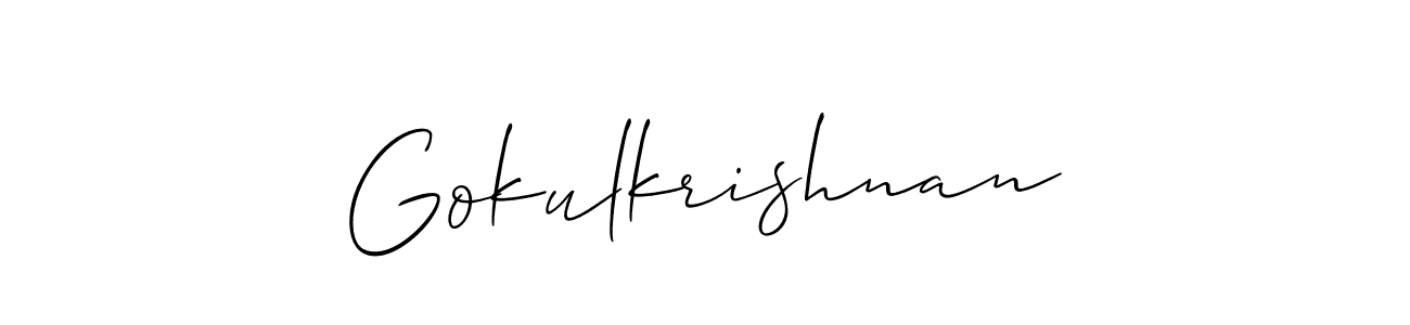 if you are searching for the best signature style for your name Gokulkrishnan. so please give up your signature search. here we have designed multiple signature styles  using Allison_Script. Gokulkrishnan signature style 2 images and pictures png