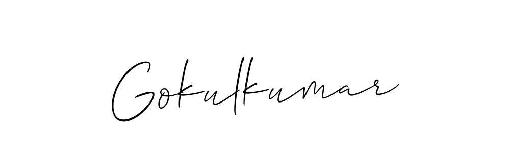 How to make Gokulkumar name signature. Use Allison_Script style for creating short signs online. This is the latest handwritten sign. Gokulkumar signature style 2 images and pictures png