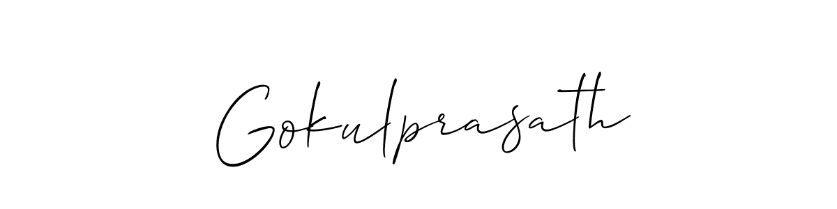 The best way (Allison_Script) to make a short signature is to pick only two or three words in your name. The name Gokulprasath include a total of six letters. For converting this name. Gokulprasath signature style 2 images and pictures png