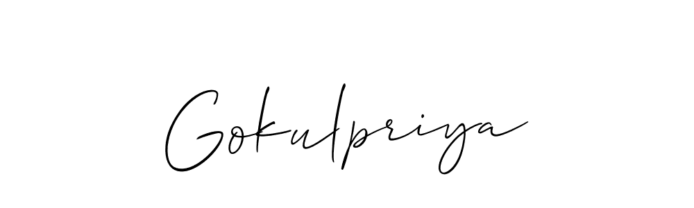 Similarly Allison_Script is the best handwritten signature design. Signature creator online .You can use it as an online autograph creator for name Gokulpriya. Gokulpriya signature style 2 images and pictures png