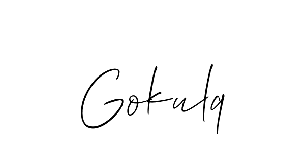 if you are searching for the best signature style for your name Gokulq. so please give up your signature search. here we have designed multiple signature styles  using Allison_Script. Gokulq signature style 2 images and pictures png