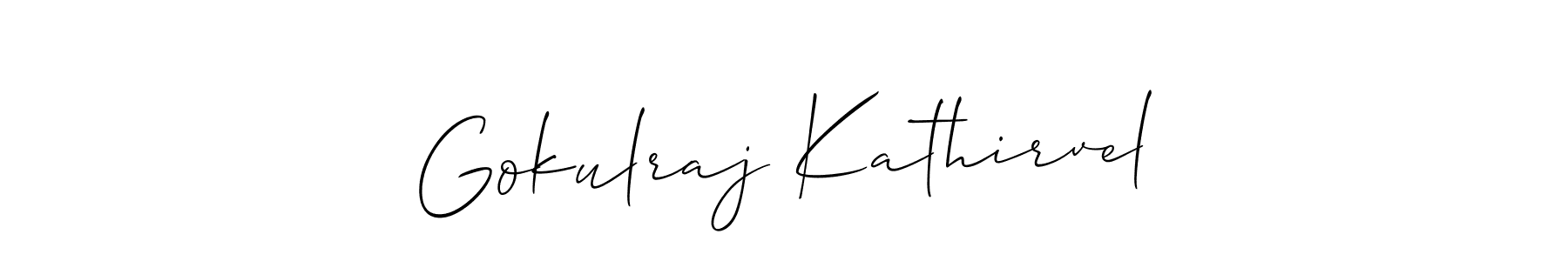 if you are searching for the best signature style for your name Gokulraj Kathirvel. so please give up your signature search. here we have designed multiple signature styles  using Allison_Script. Gokulraj Kathirvel signature style 2 images and pictures png