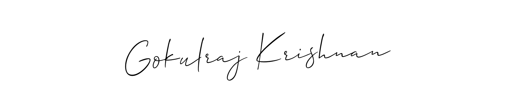 Make a beautiful signature design for name Gokulraj Krishnan. With this signature (Allison_Script) style, you can create a handwritten signature for free. Gokulraj Krishnan signature style 2 images and pictures png