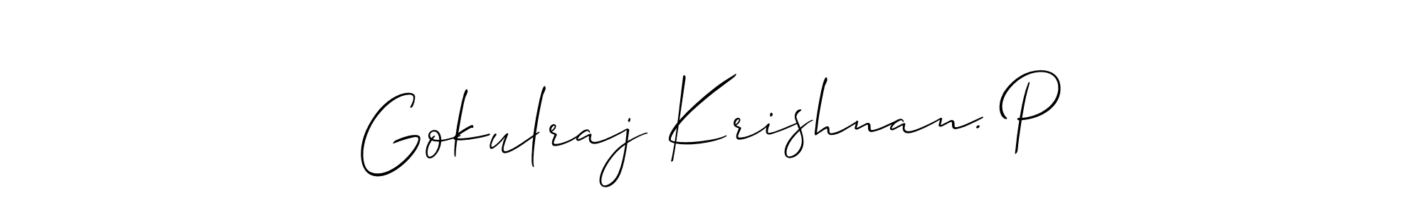 Also You can easily find your signature by using the search form. We will create Gokulraj Krishnan. P name handwritten signature images for you free of cost using Allison_Script sign style. Gokulraj Krishnan. P signature style 2 images and pictures png