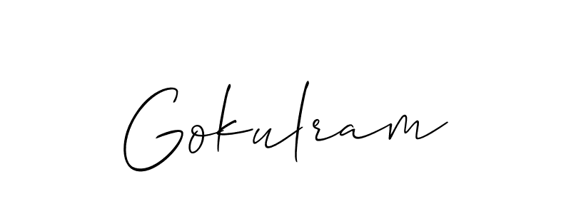 Use a signature maker to create a handwritten signature online. With this signature software, you can design (Allison_Script) your own signature for name Gokulram. Gokulram signature style 2 images and pictures png