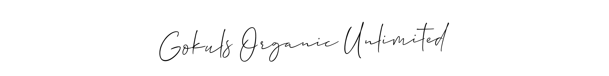 This is the best signature style for the Gokuls Organic Unlimited name. Also you like these signature font (Allison_Script). Mix name signature. Gokuls Organic Unlimited signature style 2 images and pictures png