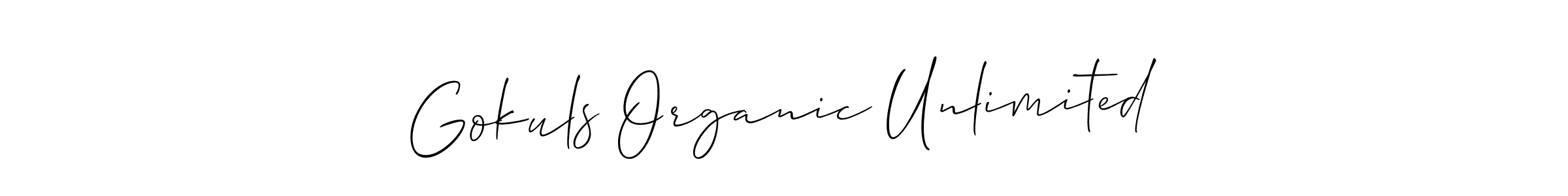 if you are searching for the best signature style for your name Gokuls Organic Unlimited. so please give up your signature search. here we have designed multiple signature styles  using Allison_Script. Gokuls Organic Unlimited signature style 2 images and pictures png