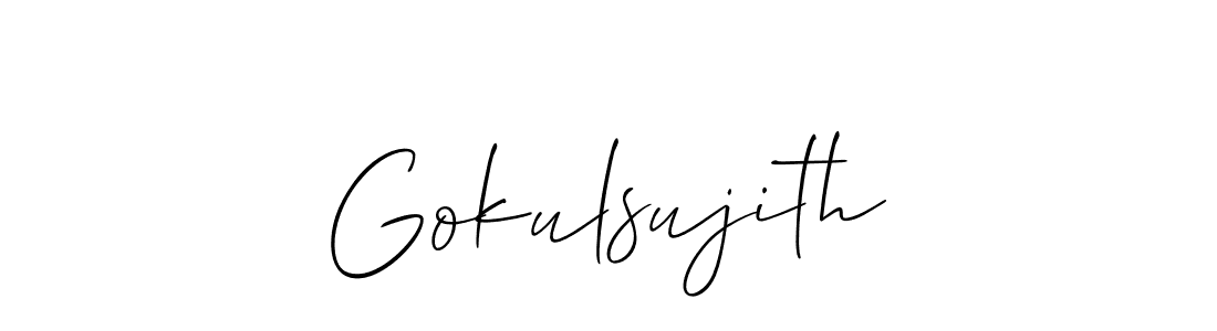 The best way (Allison_Script) to make a short signature is to pick only two or three words in your name. The name Gokulsujith include a total of six letters. For converting this name. Gokulsujith signature style 2 images and pictures png