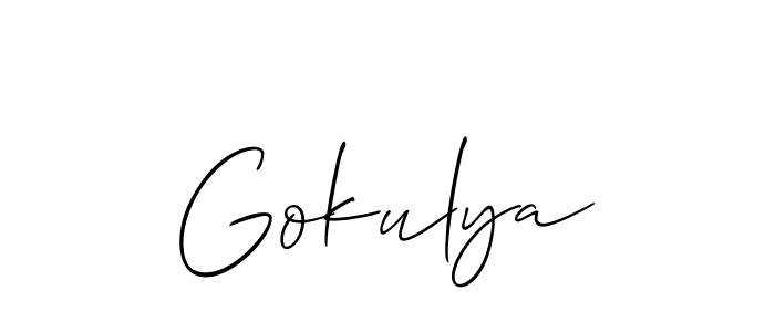 How to make Gokulya signature? Allison_Script is a professional autograph style. Create handwritten signature for Gokulya name. Gokulya signature style 2 images and pictures png