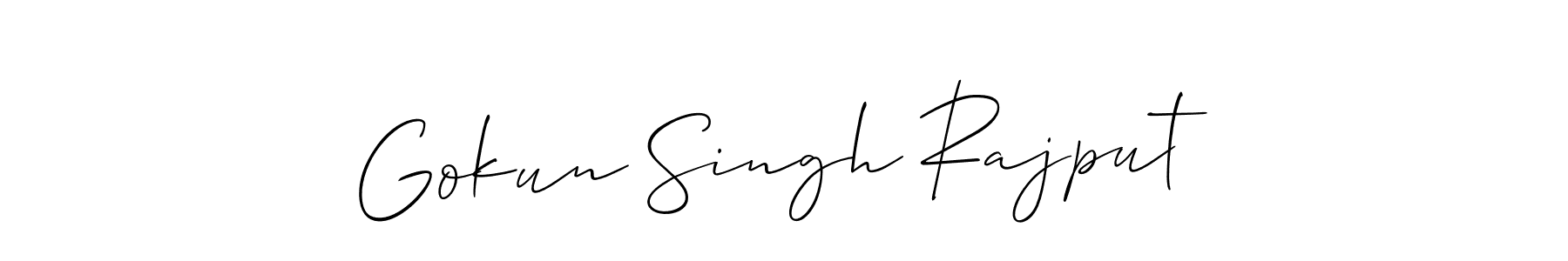 if you are searching for the best signature style for your name Gokun Singh Rajput. so please give up your signature search. here we have designed multiple signature styles  using Allison_Script. Gokun Singh Rajput signature style 2 images and pictures png