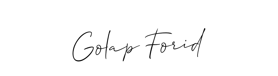 Create a beautiful signature design for name Golap Forid. With this signature (Allison_Script) fonts, you can make a handwritten signature for free. Golap Forid signature style 2 images and pictures png