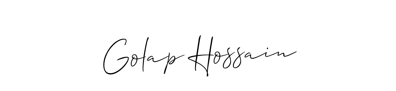 Also we have Golap Hossain name is the best signature style. Create professional handwritten signature collection using Allison_Script autograph style. Golap Hossain signature style 2 images and pictures png