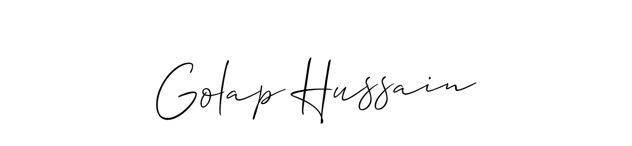 Create a beautiful signature design for name Golap Hussain. With this signature (Allison_Script) fonts, you can make a handwritten signature for free. Golap Hussain signature style 2 images and pictures png