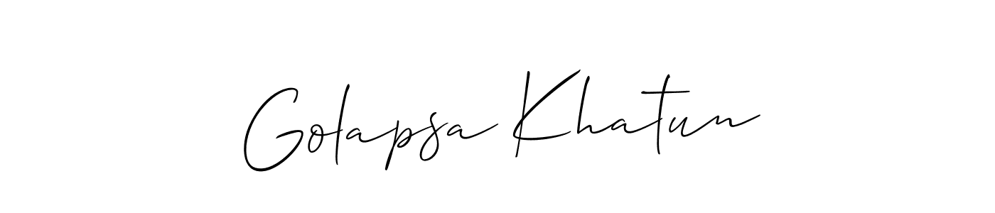 It looks lik you need a new signature style for name Golapsa Khatun. Design unique handwritten (Allison_Script) signature with our free signature maker in just a few clicks. Golapsa Khatun signature style 2 images and pictures png