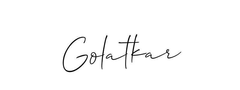 Design your own signature with our free online signature maker. With this signature software, you can create a handwritten (Allison_Script) signature for name Golatkar. Golatkar signature style 2 images and pictures png