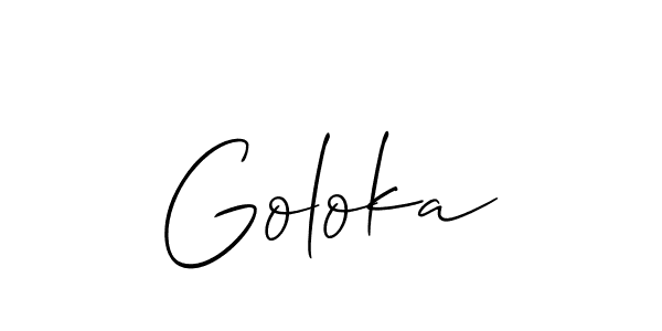 You should practise on your own different ways (Allison_Script) to write your name (Goloka) in signature. don't let someone else do it for you. Goloka signature style 2 images and pictures png