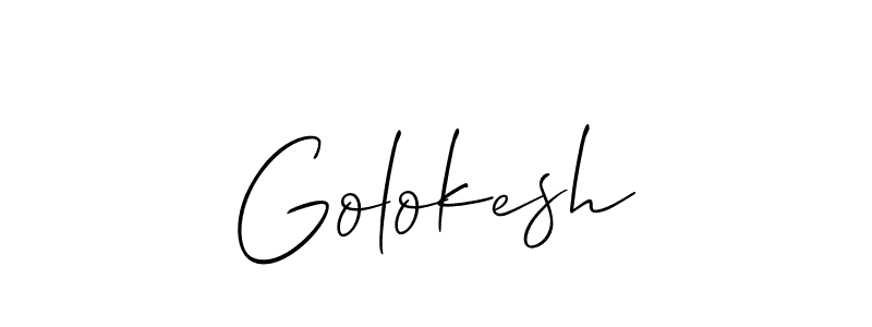 Use a signature maker to create a handwritten signature online. With this signature software, you can design (Allison_Script) your own signature for name Golokesh. Golokesh signature style 2 images and pictures png