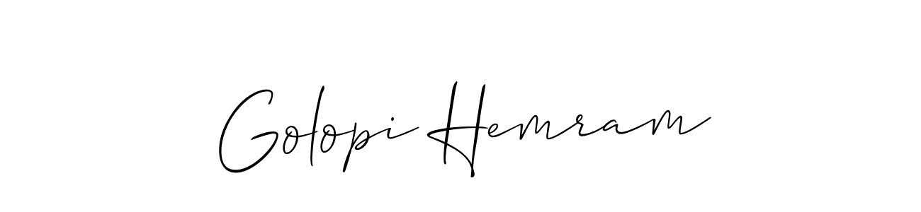 Similarly Allison_Script is the best handwritten signature design. Signature creator online .You can use it as an online autograph creator for name Golopi Hemram. Golopi Hemram signature style 2 images and pictures png