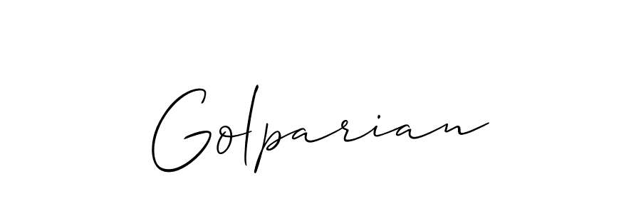 Use a signature maker to create a handwritten signature online. With this signature software, you can design (Allison_Script) your own signature for name Golparian. Golparian signature style 2 images and pictures png