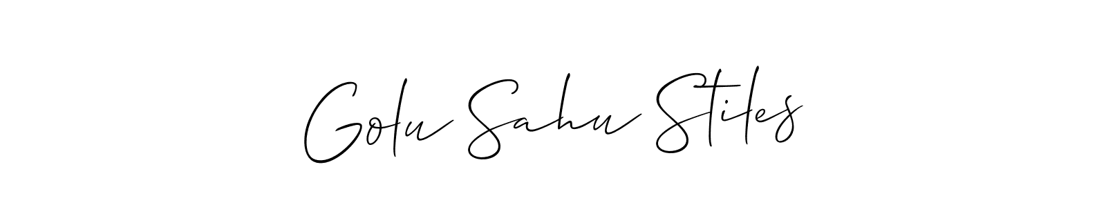 You should practise on your own different ways (Allison_Script) to write your name (Golu Sahu Stiles) in signature. don't let someone else do it for you. Golu Sahu Stiles signature style 2 images and pictures png