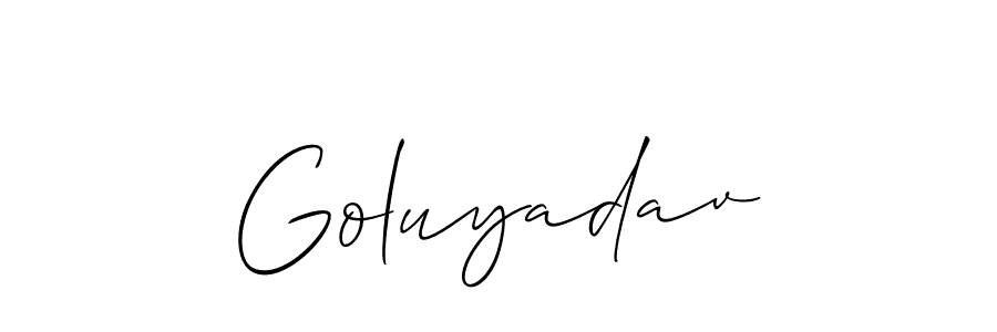 Also You can easily find your signature by using the search form. We will create Goluyadav name handwritten signature images for you free of cost using Allison_Script sign style. Goluyadav signature style 2 images and pictures png